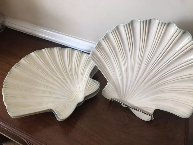 Home Studio Shoreline Collection Sea Shell set of 4 Dinner Plates 10"x12"