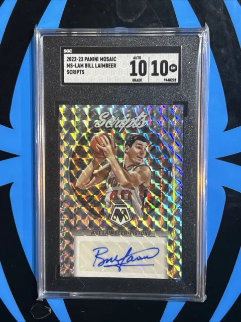 2022-23 Mosaic Bill Laimbeer Scripts Auto Mosaic Prizm SP Pistons SGC 10