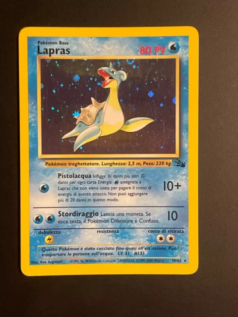 Nm Pokemon Card Lapras 10/62 - ITA HOLO -  Fossil  No Charizard No Psa