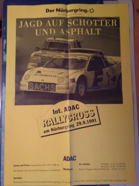 Selten Neuwertiges Poster Int. ADAC Rally Cross am Nürburgring