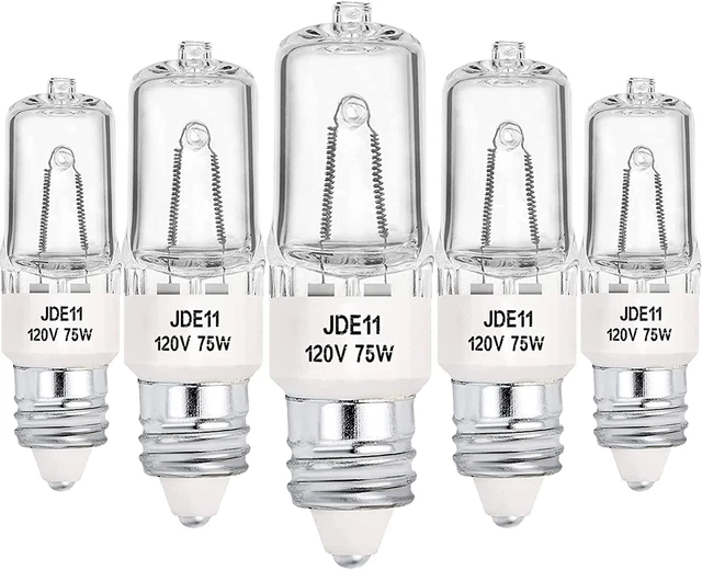 JDE11 75W 120V Halogen Bulb T4 Mini Candelabra Base Warm White 2800K Dimmable JD