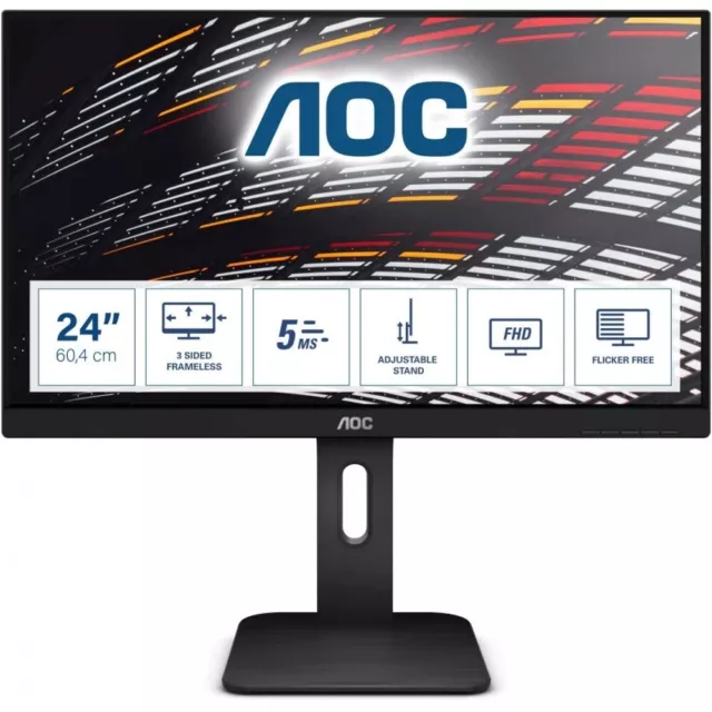 AOC 24P1 LED-Monitor schwarz 23,8 Zoll FHD/5ms/DVI/HDMI/DP/USB/Pivot/IPS Panel