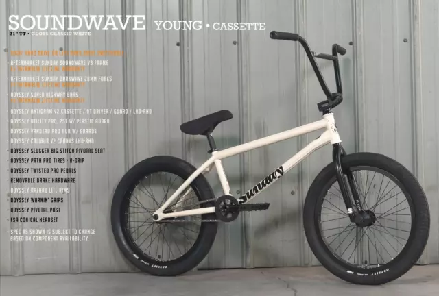 2022 Sunday Complete Bmx Bike Soundwave Gary Young Gloss Classic White Lhd Left