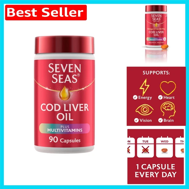 HEART-HEALTHY COD LIVER Oil & Multivitamins - 90 Softgels for Daily ...