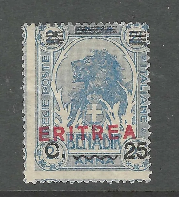 ITALIAN ERITREA  :1924 25c on  2 1/2a  blue  SG87 mint hinged
