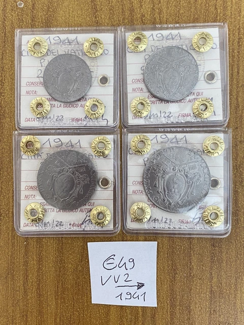 Series 4 Coins City Of Vatican Pio XII 20 50 Cent 1 2 Livres 1941 VV2