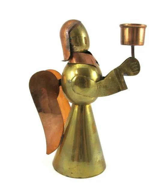 ANGEL CANDLE HOLDER Brass and Copper 6" Tall Holds Taper Christmas