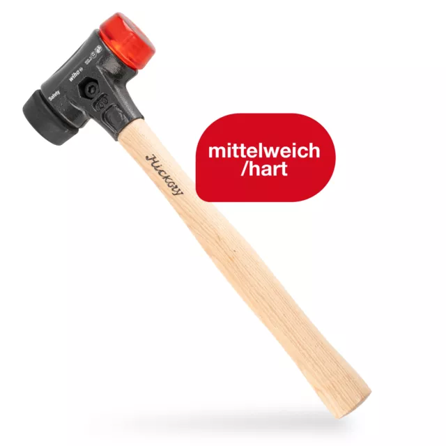 Wiha Schonhammer Safety mittelweich/hart mit Hickory-Holzstiel, Gummihammer