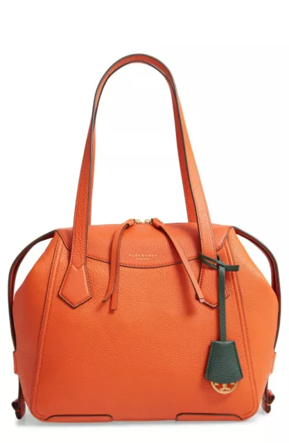 Rare Genuine Tory Burch Perry Satchel Canyon Orange Leather Handbag Purse ~ New