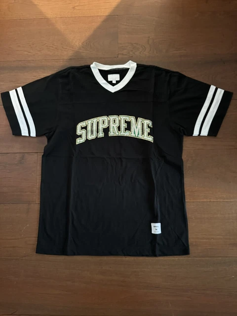 SUPREME FOOTBALL T-SHIRT/ size M/ black With white Trim/ glitter 