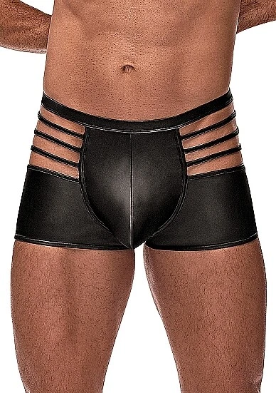 Boxer pantaloncini tagliati nero opaco S - XL Designer pantaloni sexy eleganti fantastici