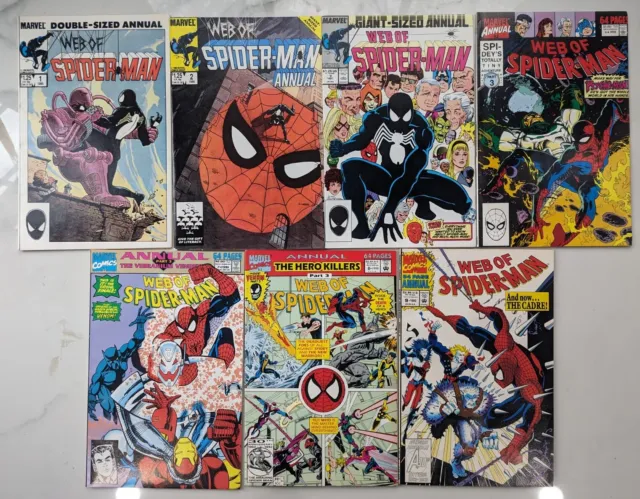 Web of Spider-Man Annual Lot of 7 #1, 2, 3, 6, 7, 8, 9. Marvel