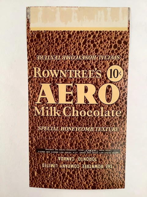 ROWNTREE’S 1950’S AERO 29, 25 & 10 Cent Canadian Chocolate Bar Wrappers ...