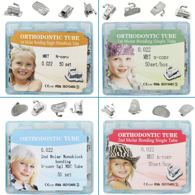 50 Kit Orthodontic Buccal Tubes First 1st Second 2nd Molar MBT 0.022 Bondable