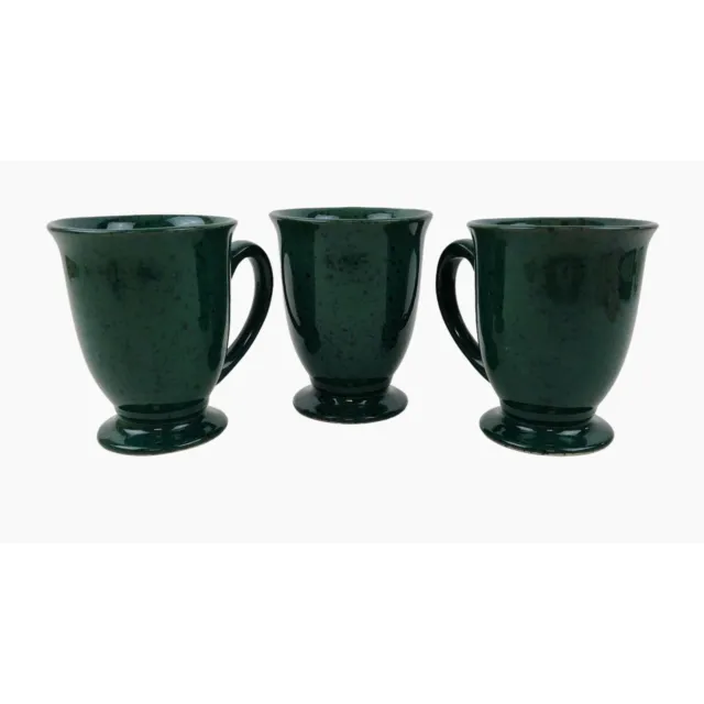 Baileys Green Coffee Cup Set Of 3 Speckled Paint Pedestal Mugs Irish Creme 8 oz