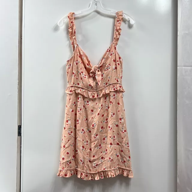 Olivaceous Mini Dress Pink Floral Ruffle Sleeveless Women's Size Medium NWT