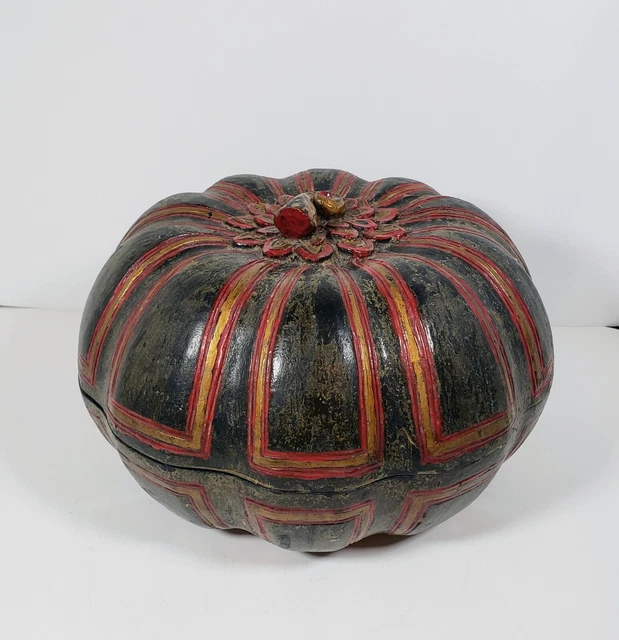 Antique Asian Burmese Pumpkin Box 13" wide
