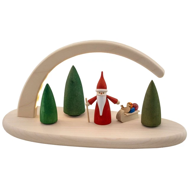 Arco De Luces Schwibbogen Artesanal De Seiffen (28 Cm) - Hecho En Alemania (Erzgebirge) Por Richard Glaesser - Adorno Navideño De Madera Clásico