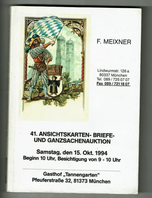 Auktionskatalog - Franz Meixner 41. Ansichtskarten - Briefe - Ganzsachen Auktion