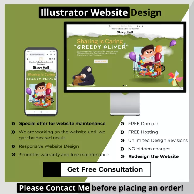 Illustrator Website Design Wordpress Responsive FREE Domain and Hosting SEO