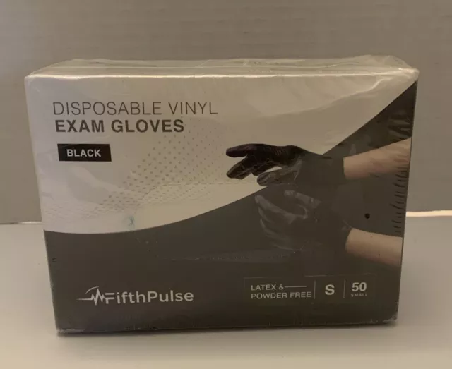 Fifth Pulse Nitrile Exam Latex & Powder Free THICK Gloves - Black - 50 pks (S)