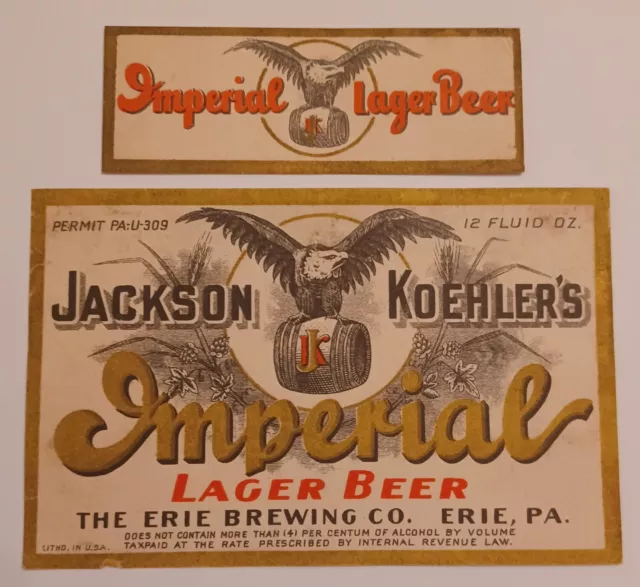 IRTP, U Permit Jackson Koehler"s Imperial Beer Label, Erie Brewing Co, Erie, Pa.