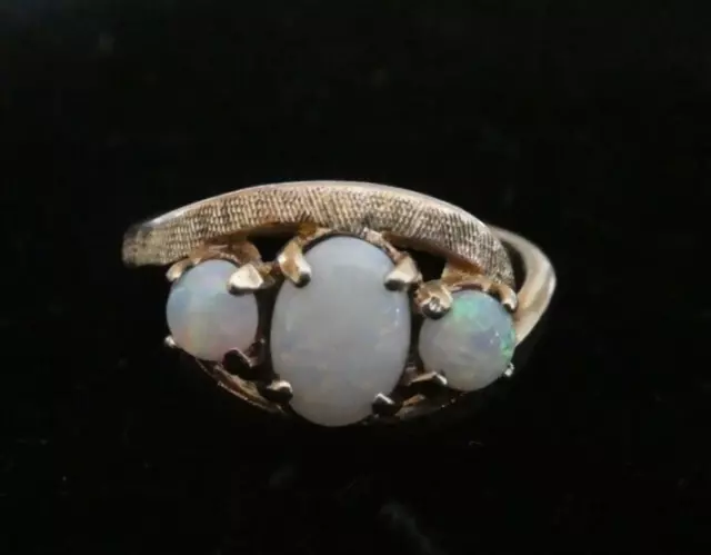 Antique Victorian 10K Yellow Gold Ring 3 Triple Opals Size 6 SA South Africa