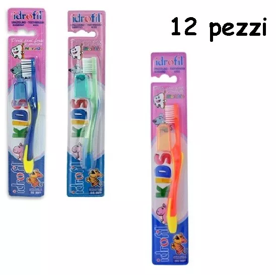 IDROFIL Kids Set da 12 spazzolini da denti per bambini colorato setole morbide