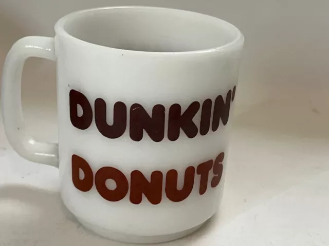 Vintage 1978 Glasbake Two Color Milk Glass Dunkin Donuts Logo Coffee Mug