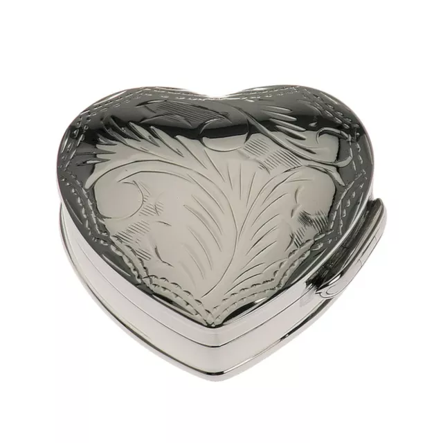 Kleine Dose Herzform 925 Silber für Pillen Tabletten Arznei Box 1 Fach 3.3x3 cm
