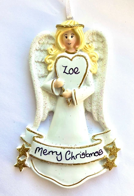 Personalised Christmas Angel Tree Decoration Hanging Bauble Xmas 2020