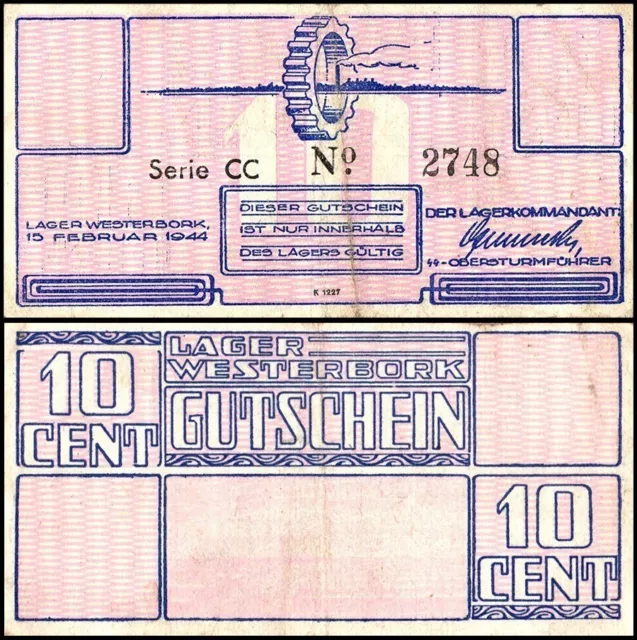 Netherlands 10 Dutch Cents, 1944, P-4171b, Used, Series CC