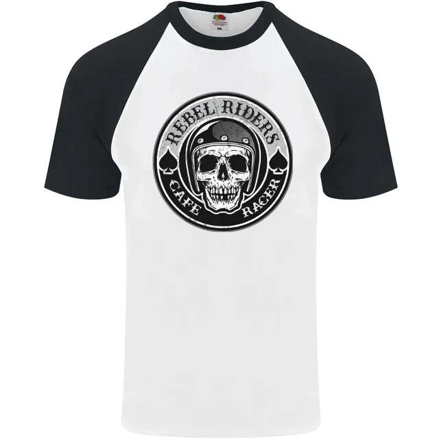 Maglietta da baseball Rebel Cafe Racer Biker moto da uomo S/S