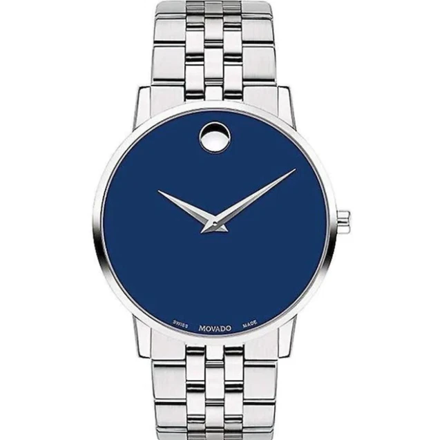 Orologio da polso Movado Museum Classico da uomo 40 mm quadrante blu 0607212 Nuovissimo