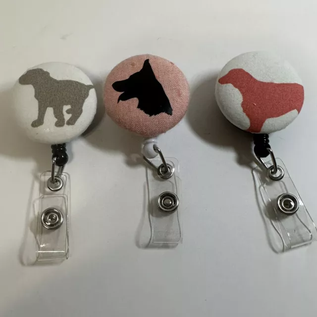 Retractable Badge Holder Lot Of Three Dog Lover Boxer German Shepherd Retriever