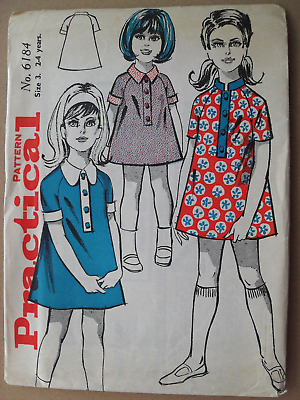 FF 2-4 ANNI Bambino Ragazze Raglan Vestito Vintage Sewing Pattern pratico 6184