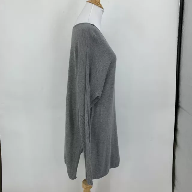 Trouve Side Slit Tunic Sweater Size L Gray Long Sleeve Angora Rabbit Hair *READ 3