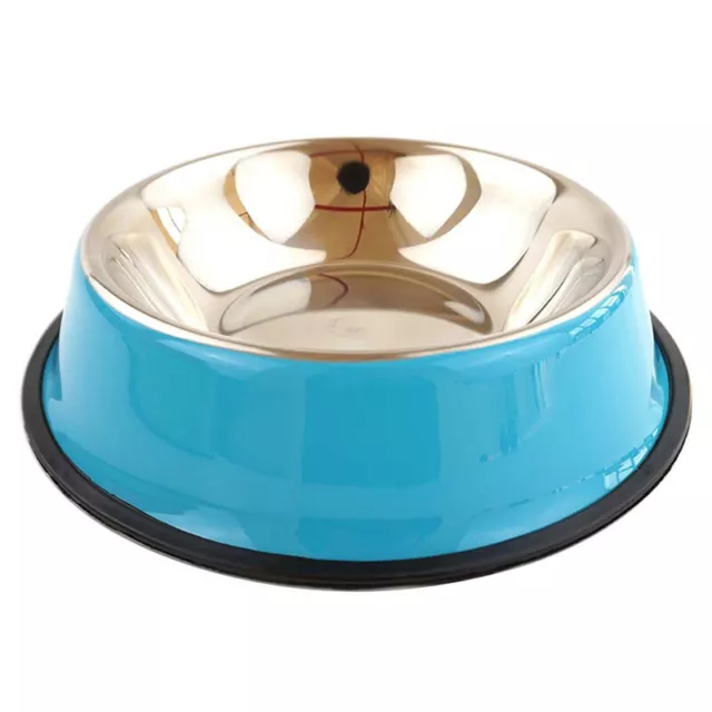 Stainless Steel Metal Non Slip Dog Puppy Pet Animal Feeding Food Water Bowl D H