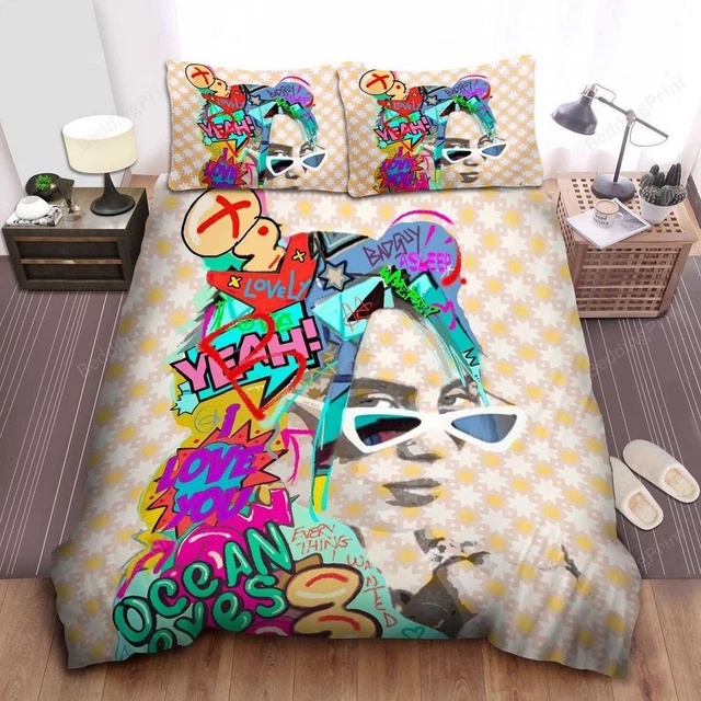BILLIE EILISH PORTRAIT In Pop Artwork Quilt Duvet Cover Set Bed Linen