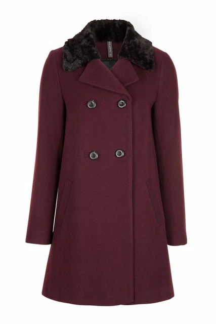NAF NAF MANTEAU STYLE Redingote Trench 70 Laine Noir Mi Long