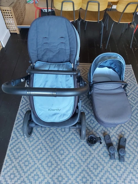 icandy orange double pram - blue. Read description.