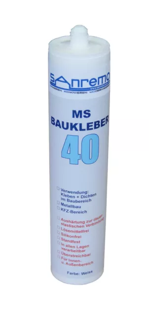 10x Sanremo Adhesivos de Construcción 40 Pegamento Sellador 290ml Cartucho
