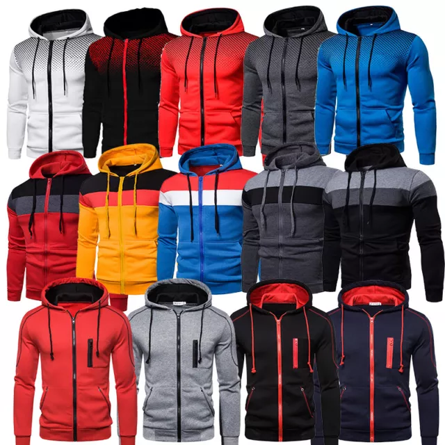 Men's Athletic Warm Soft Sherpa Lined Fleece Zip Up Sweater Jacket Hoodie