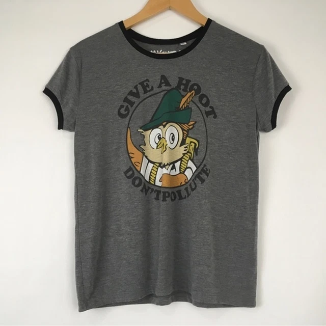Mighty Fine Give A Hoot Don’t Pollute T Shirt Womens Size XL