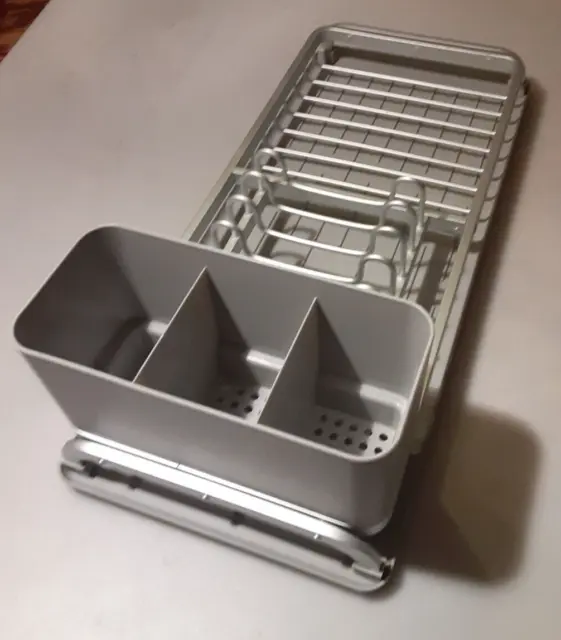 Brabantia Modern Compact Aluminum Dish Drying Rack - Light Grey, 18"x 7.5"