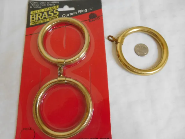 2 FORGED Solid BRASS CURTAIN RINGs for 1 1/2" POLE ROD O.S. dia 2 1/2" Gatco 1pk