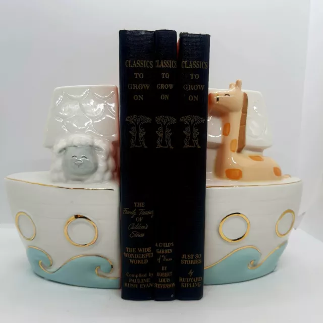 Noahs Ark Porcelain Bookends Baby Aspen gender neutral nursery decor bible EUC