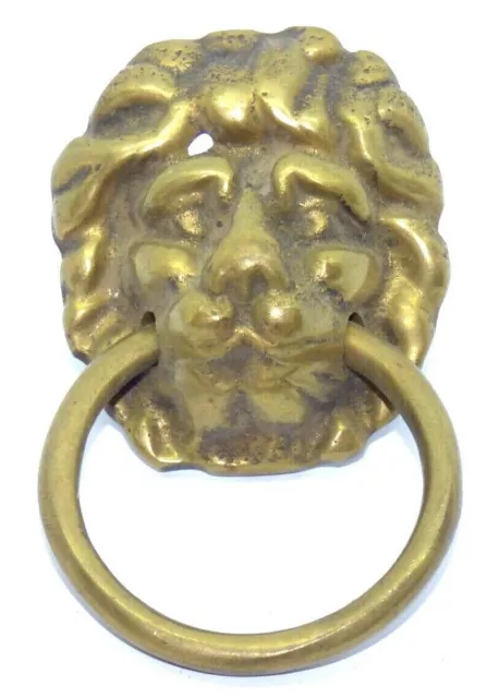Vintage antique brass Lions head door / drawer pull (FH204)