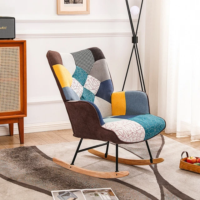 Upholstered Rocking Chair Single Sofa Lounge Accent Rocker Armchair for Nursery
