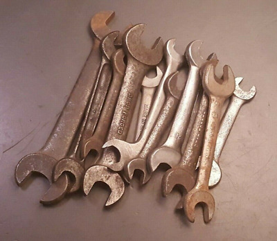 Lot of 11 Vintage Wrenches Double Open-end Drop forged USA + no-name Steam-punk